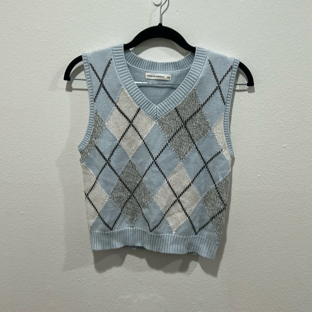 Moon and Madison Argyle Sweater Vest